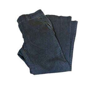 Anthropologie The Essential Crop Flare Jeans Sz 6 Dark Wash Denim Blue Mid Rise